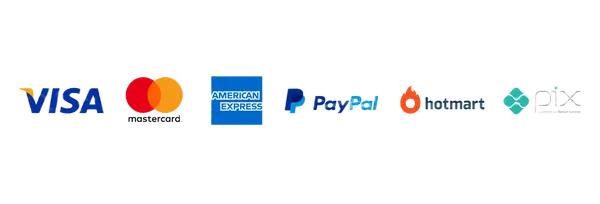 Métodos de pago aceptados: Visa, Mastercard, American Express, PayPal, Hotmart y Pix